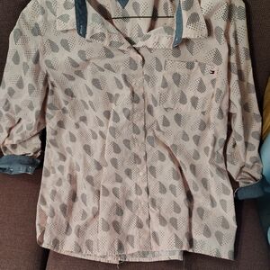 Pink Patterned Hearts  Button-Up Shirt